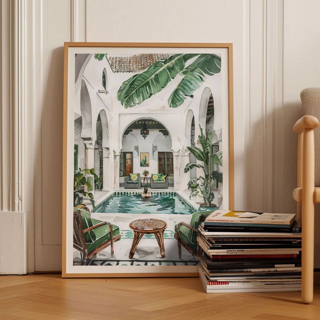 Affiche Morocco Print Morocco Illustration Moroccan Riad  (Créateur téléchargé)