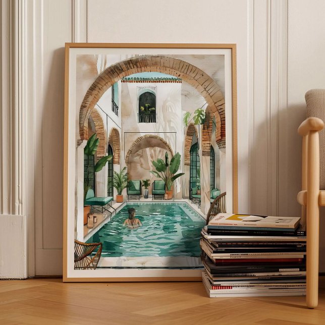 Affiche Morocco Print Morocco Illustration Moroccan Riad  (Créateur téléchargé)