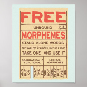 Affiche Morphèmes libres Funny Grammar Anglais