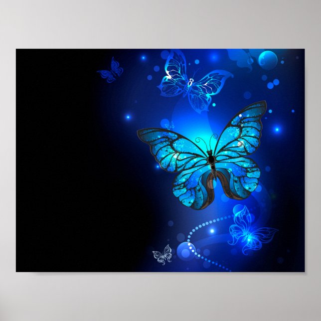Affiche Morpho Butterfly in the Dark Background (Devant)