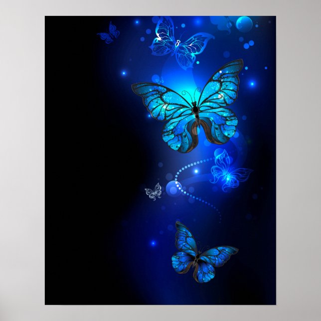 Affiche Morpho Butterfly in the Dark Background (Devant)