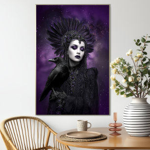 Affiche Morrigan violet corbeau noir déesse art