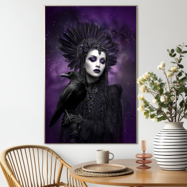 Affiche Morrigan violet corbeau noir déesse art (Créateur téléchargé)