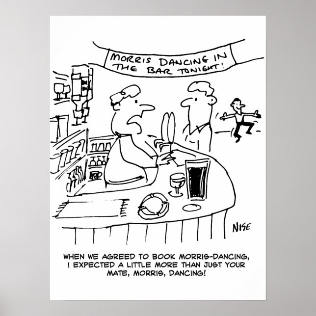 Affiche Morris Dancing in Pub. Danse Morris traditionnelle (Devant)