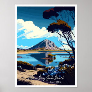Affiche Morro Bay State Beach California voyage millésime