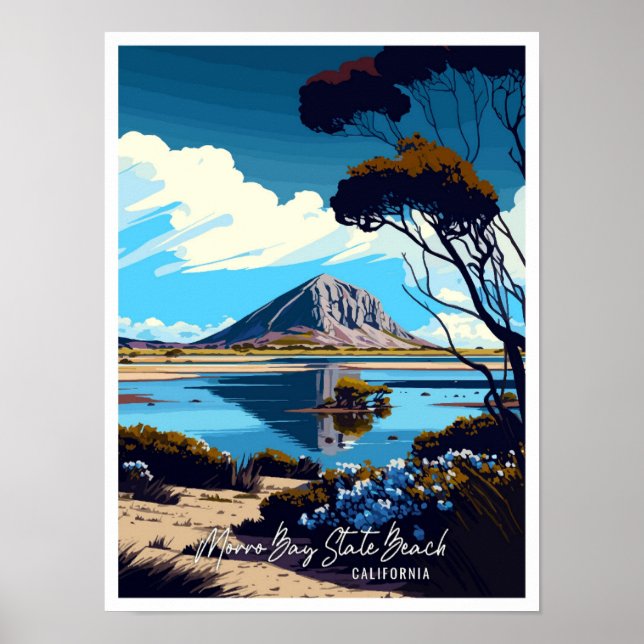 Affiche Morro Bay State Beach California voyage millésime (Devant)