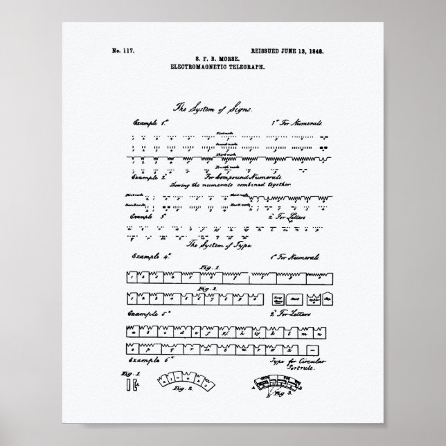 Affiche Morse Code 1848 Brevet Art Livre blanc (Devant)