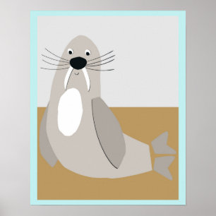 Affiche Morse Heureux Bloc de Couleurs