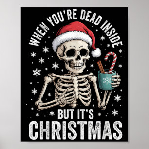 Affiche Mort à l'intérieur mais c'est Noël Squelette Café
