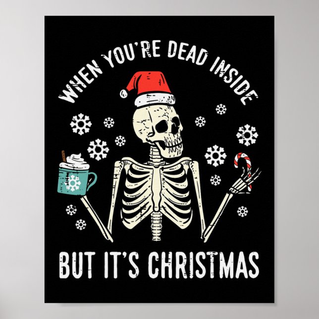 Affiche Mort À L'Intérieur Mais Son Noël Squelette Café No (Devant)