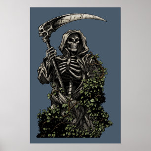 Affiche Mort - Evil Skeleton Grim Reaper avec Scythe