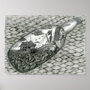 Affiche morte d'oeil de Vannak dans une bouteille