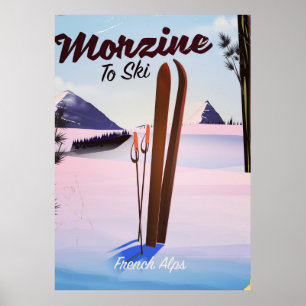 Affiche Morzine ,affiche de ski des Alpes françaises