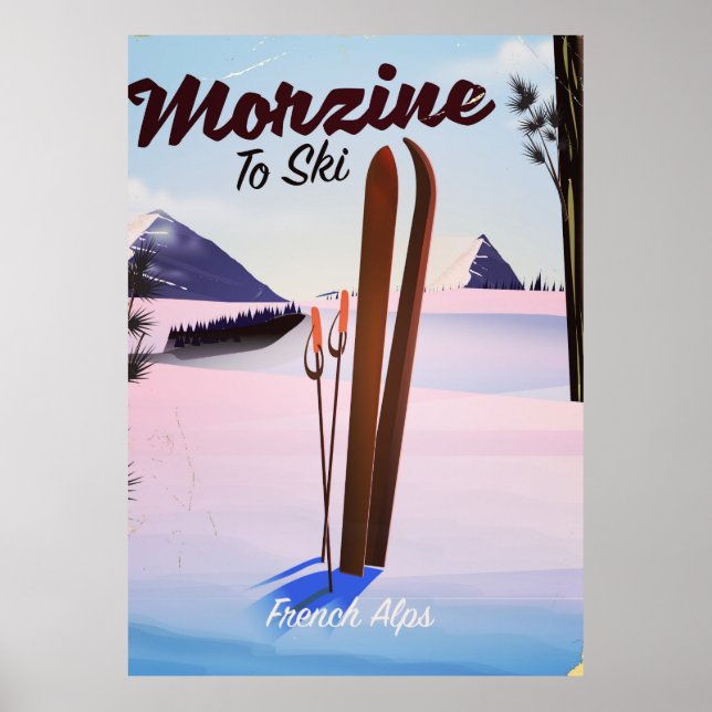 Affiche Morzine ,affiche de ski des Alpes françaises (Devant)