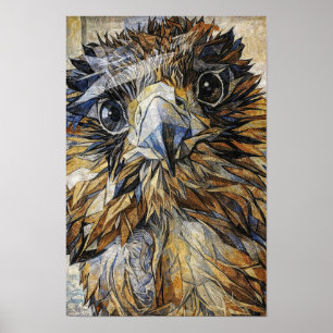 Affiche Mosaic Falcon - Oiseau de proie géométrique Art mu