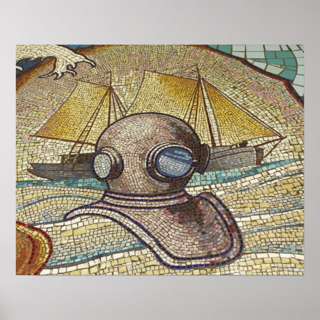 Affiche Mosaic of old divers helmet (Devant)