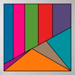 Affiche MOSAIC rayures triangles couleur III + vos idées
