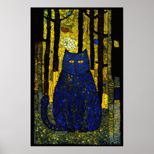 Affiche Mosaic Woods : Un Portrait de Chat Lumineux