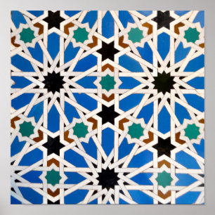 Affiche Mosaïque bleue marocaine