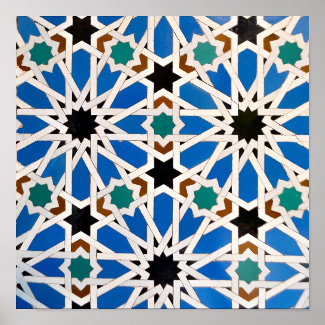Affiche Mosaïque bleue marocaine (Devant)