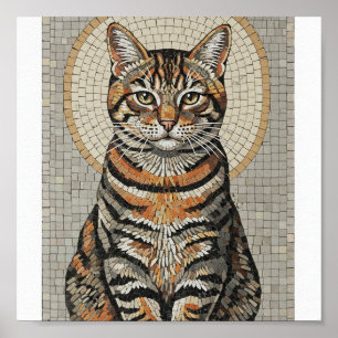 Affiche Mosaïque de chat Tabby patiné