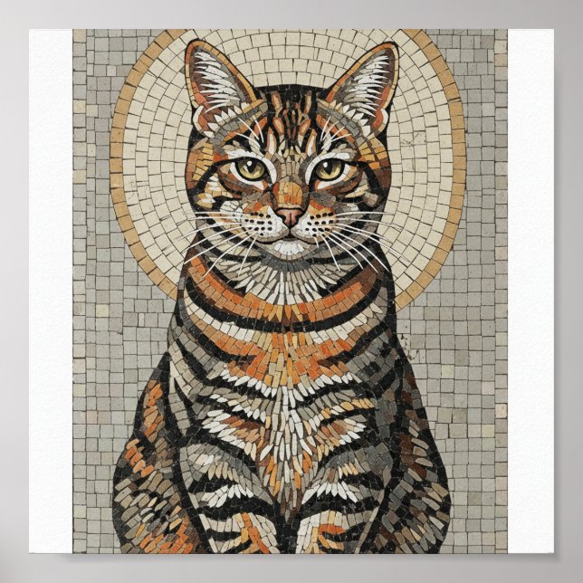 Affiche Mosaïque de chat Tabby patiné (Devant)
