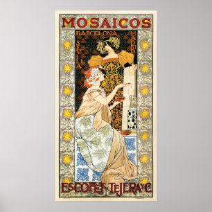 Affiche Mosaïque de mosaïque de MOSAICOS Barcelone Espag