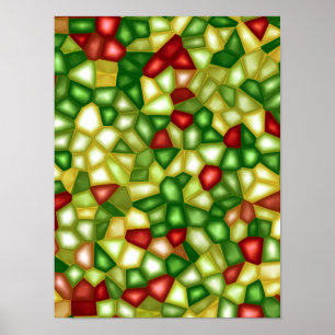 Affiche Mosaïque de Noël en Verre Coloré