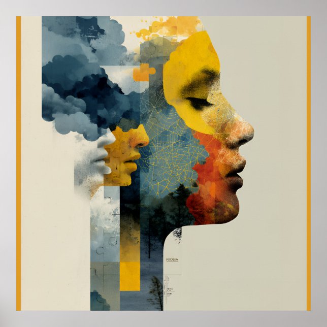 Affiche Mosaïque de profil stratifié Mindscape Glow (Devant)