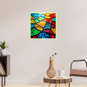 Affiche Mosaïque de verre vibrant : Couleurs de joaillerie
