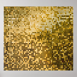 Affiche Mosaïque d'or : Carreaux Carrés Texture.