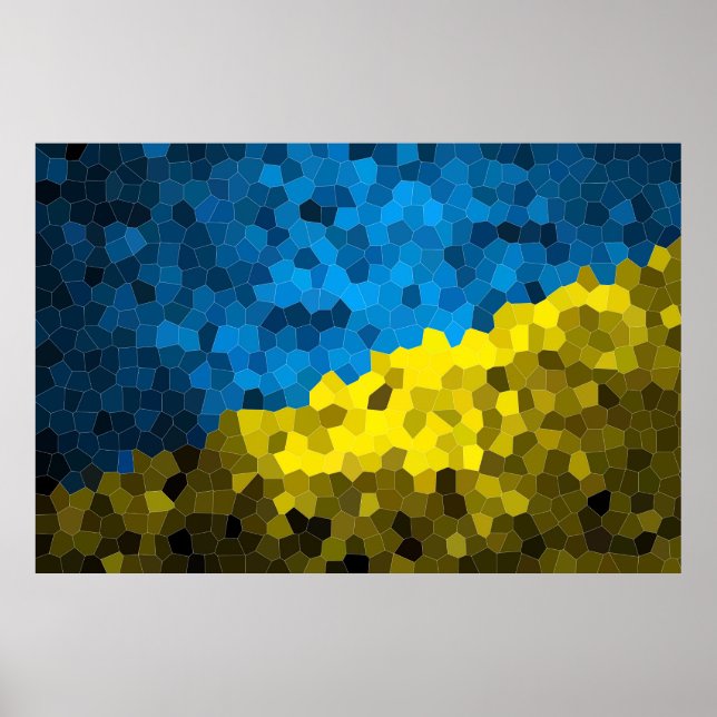 Affiche Mosaïque du drapeau ukrainien (Devant)