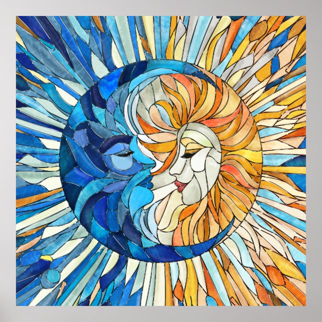 Affiche Mosaïque du soleil et de la lune (Devant)