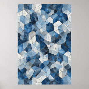 Affiche Mosaïque fracturée : Verre fissuré géométrique ble