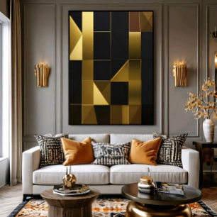 Affiche Mosaïque géométrique noire or de luxe