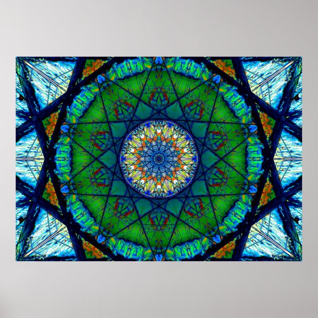 Affiche Mosaïque kaléidoscopique colorée | Mandala Abstrai (Devant)