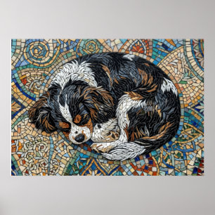 Affiche Mosaïque Mandala Cavalier King Charles Spaniel