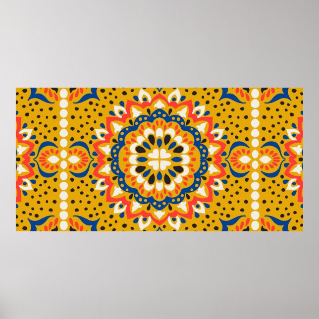 Affiche Mosaïque marocaine illustration motif (Devant)