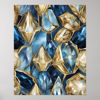 AFFICHE MOSAÏQUE MOSAÏQUE BLEU GOLD CRYSTAL