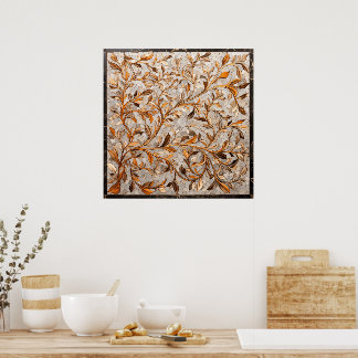 Affiche Mosaïque murale avec motif feuille