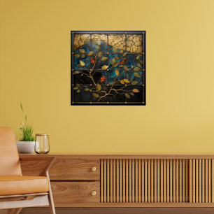 Affiche Mosaïque murale avec motif feuille
