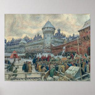 Affiche Moscou antique, départ après un combat