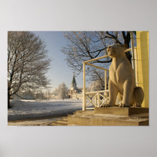 Affiche Moscou. Hiver. sculpture de lions.