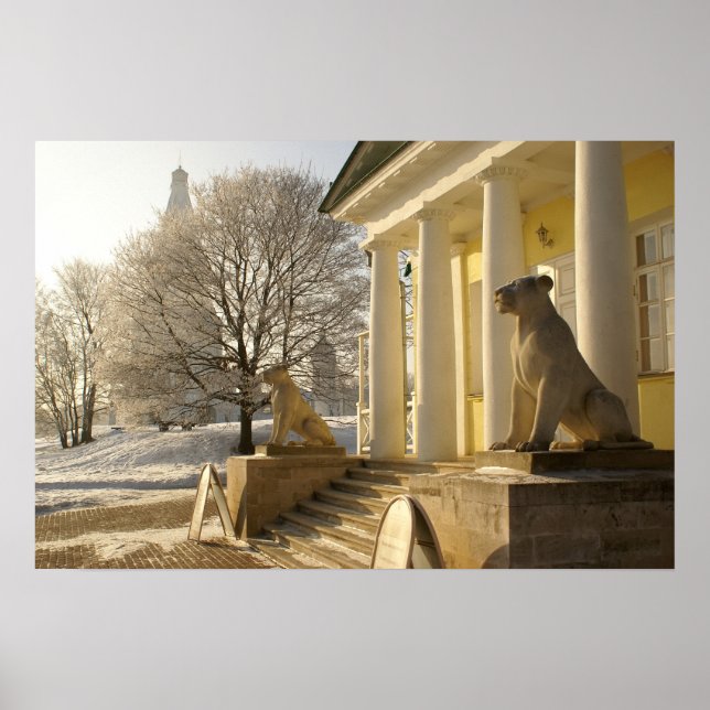 Affiche Moscou. Hiver. sculpture de lions. (Devant)