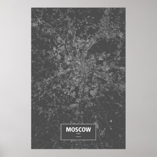 Affiche Moscou, Russie (blanc sur noir)