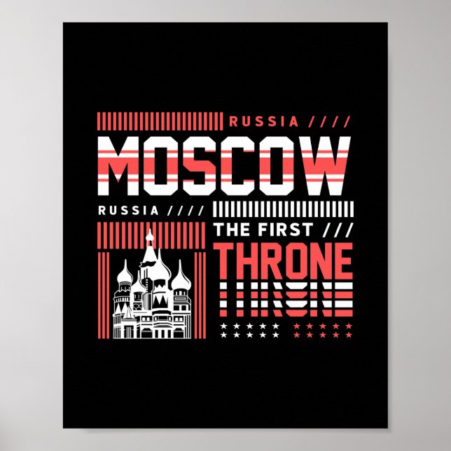 Affiche Moscou Russie Monument Typographie Voyage  (Devant)