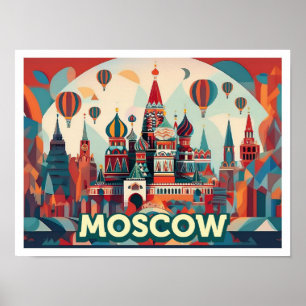 Affiche Moscou Russie Voyage artistique coloré