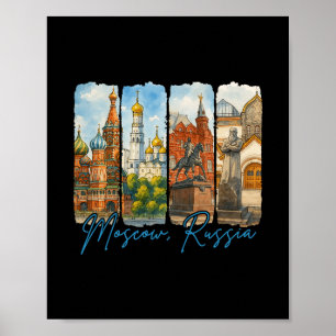 Affiche Moscou Russie Voyage Déplacement Coup de Pinceau S