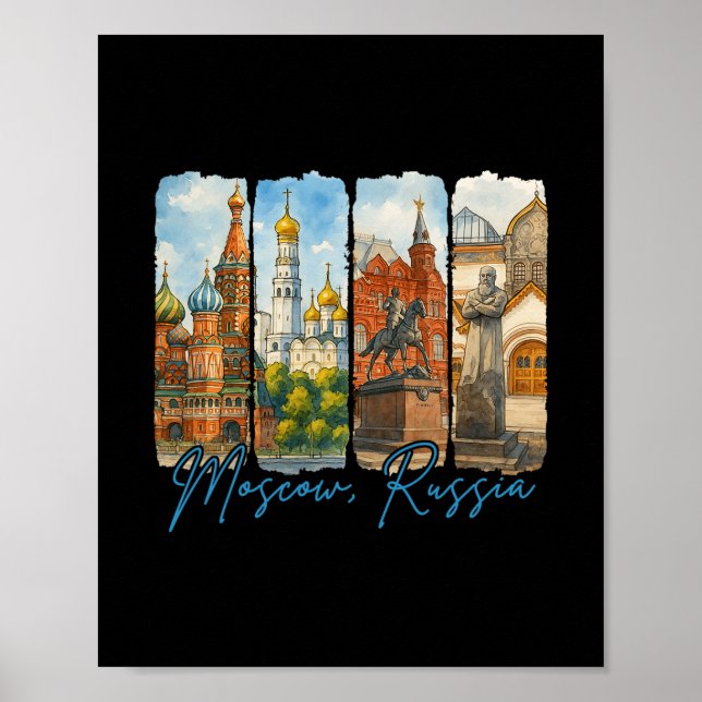 Affiche Moscou Russie Voyage Déplacement Coup de Pinceau S (Devant)