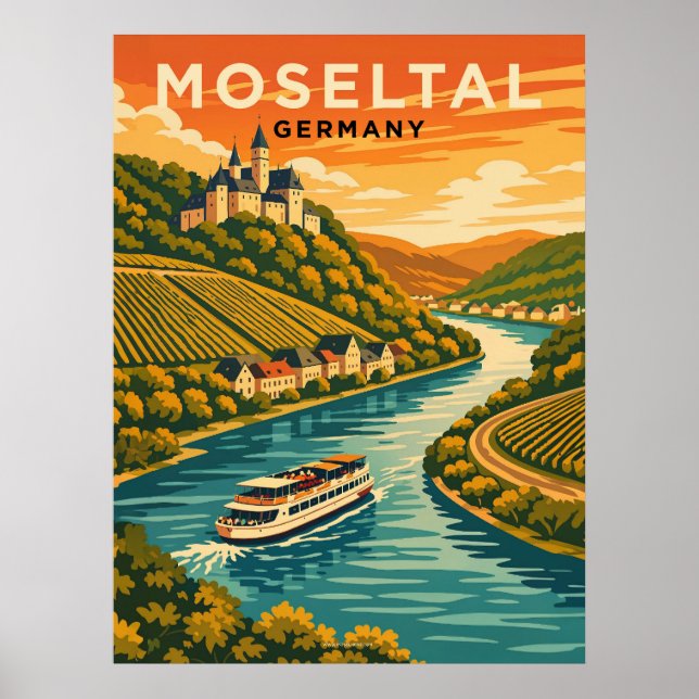 Affiche Moseltal Allemagne Voyage Vintage  (Devant)